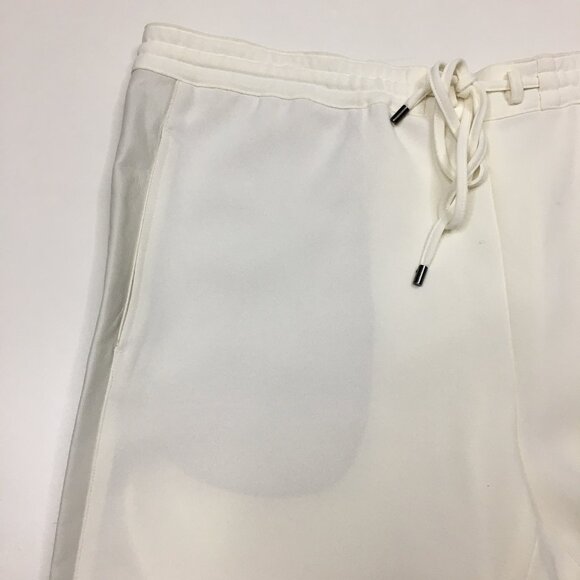 VINCE White Leather Insert Sides Pull On Drawstring Waist Jogger Pant - Picture 4 of 14